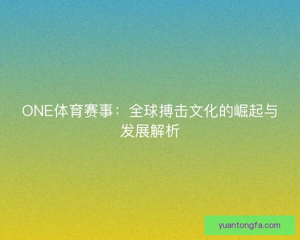 ONE体育赛事：全球搏击文化的崛起与发展解析