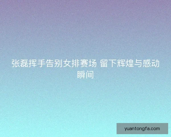 张磊挥手告别女排赛场 留下辉煌与感动瞬间