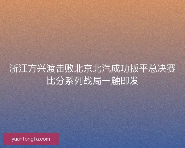 浙江方兴渡击败北京北汽成功扳平总决赛比分系列战局一触即发