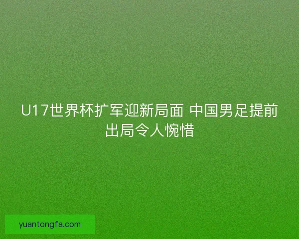 U17世界杯扩军迎新局面 中国男足提前出局令人惋惜