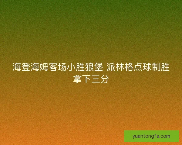 海登海姆客场小胜狼堡 派林格点球制胜拿下三分